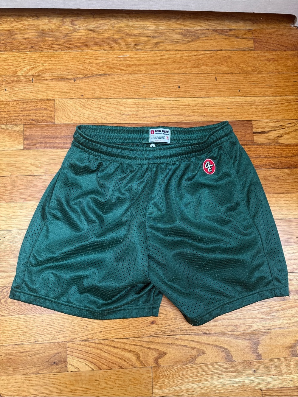 American Trench - Dark Green Mesh Athletic Shorts with OE logo